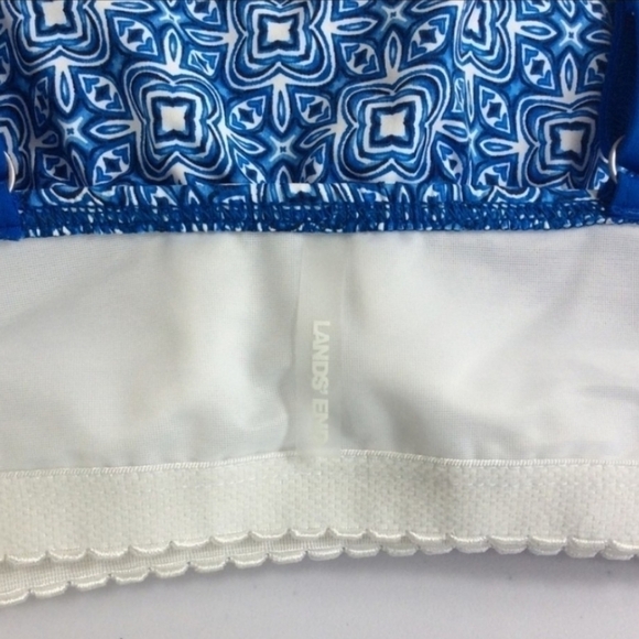 Lands' End Blue And White Blouson Tummy Hiding Tankini Top Sz 4 NWOT - Picture 9 of 11